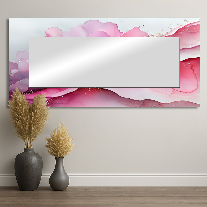Fluid Foundations Of Rosa Marble I - Abstract Mirror Wall Art - Printed On Metal, 28" x 60"