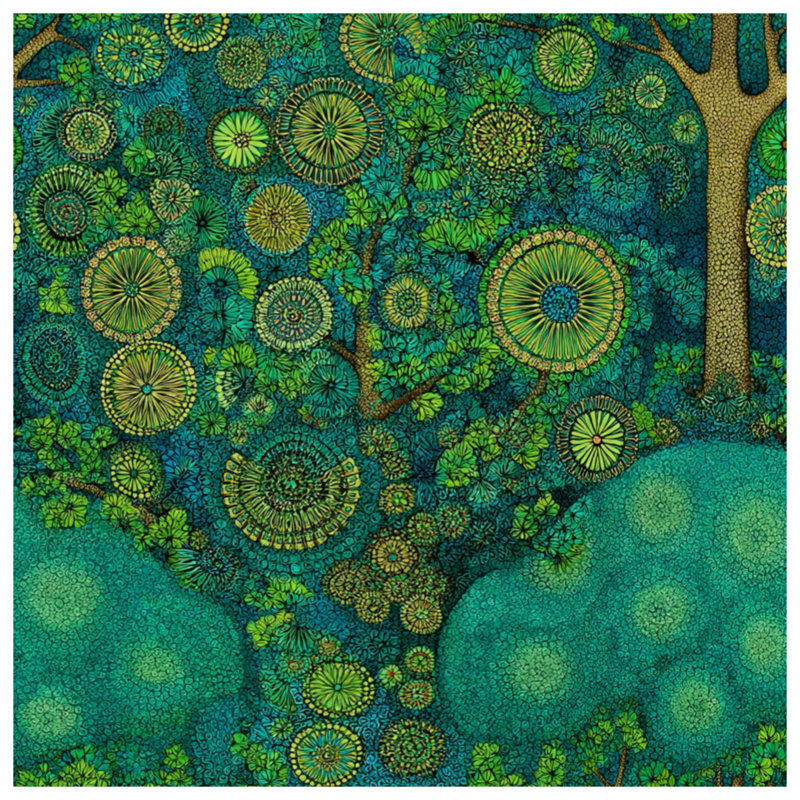 Intricate Tree Mosaic Quilted Bedspread All Sizes, King