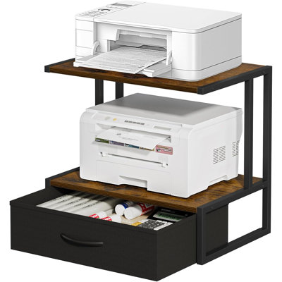 Support pour imprimante avec rangement pour bureau, avec tiroir en tissu