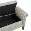 Repose-pieds avec rangement, tissu floral traditionnel - salon / chambre à coucher | Bois d'ingénierie | Brun foncé-2115386388