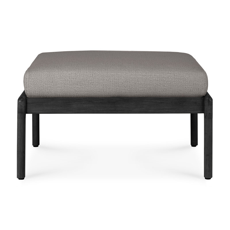 Jack Rectangle Outdoor Teak Ottoman Patio Ottoman, Mocha, Black