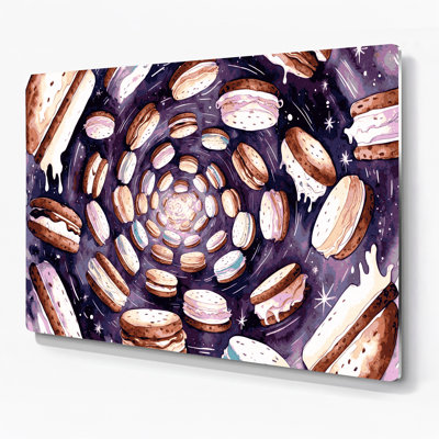 Desserts, crème glacée, sandwich, art mural en métal mauve
