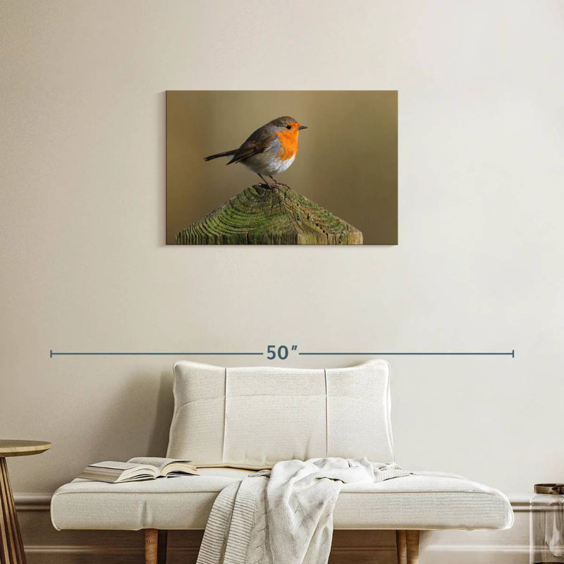 Oiseau debout sur un poteau en bois, H 20 po x l 30 po
