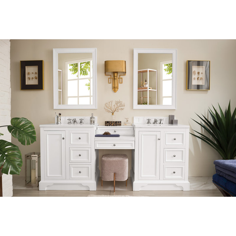 De Soto 84''  W Double Vanity, Bright White, White Zeus