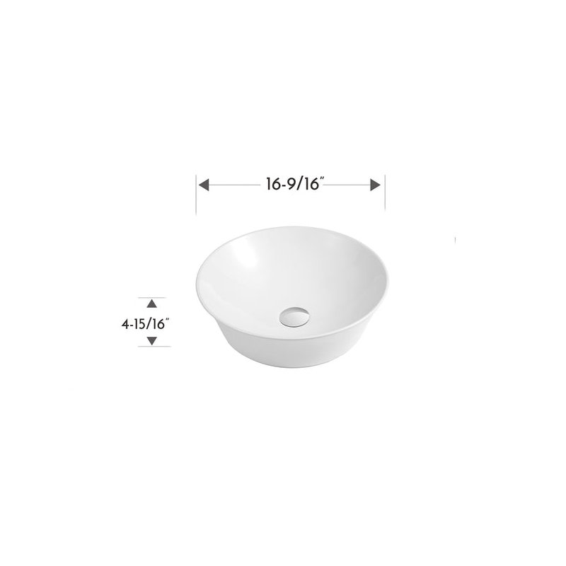 DAX Ceramic Round Bathroom Vessel Basin, Matte White