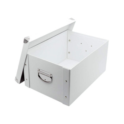 Collapsible Storage Box, Decorative Memory Box With Lid & Metal Reinforced Corners, Cardboard File Bin With Handles, Organizer Gift Box