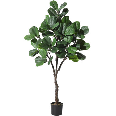 Lifelike & Maintenance-Free - Artificial Fiddle Leaf Fig Tree, 6ft Tall Indoor Faux Plant with 84 Realistic Leaves - Large Decorative Potted Greenery for Home, Living Room, 180cm 84 leaves