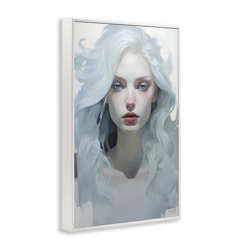 Visage de cheveux qui coule, art de la giclée encadrée par Roozbeh Bahramali, Giclée encadrée blanc bord de mer