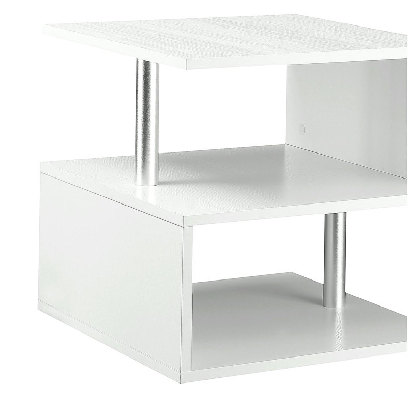 Table d'appoint moderne de 20 po, table d'appoint décorative, table basse en forme de S avec tablette de rangement et acier