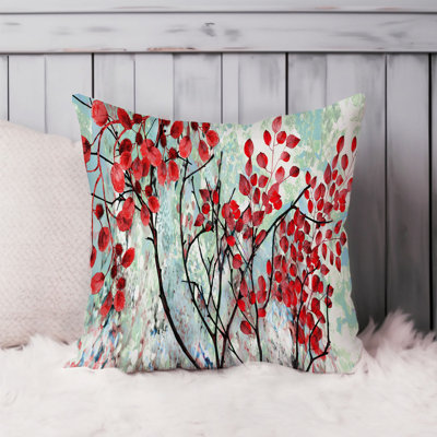 Floral Red Leaves Flowers Modern