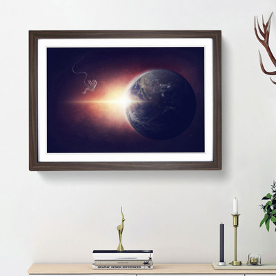 Astronaut & Planet Earth - Picture Frame Graphic Art Print