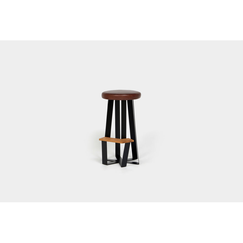 Stool with Metal Frame, Tobacco