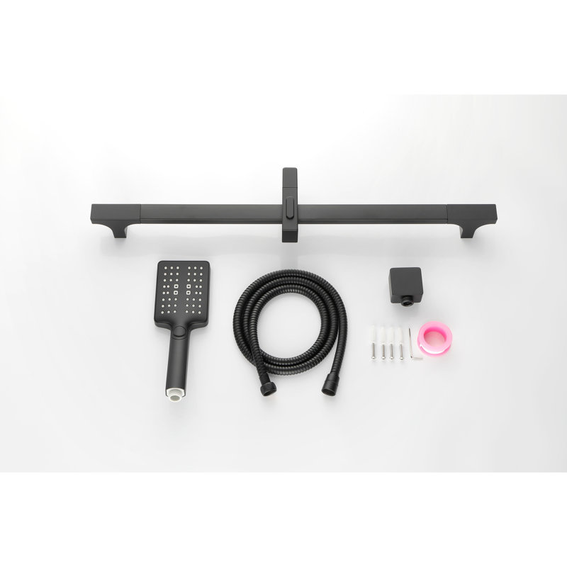 Douche à main avec barre coulissante de 28 pouces et boyau de 59 pouces, acier inoxydable noir mat, réglable en hauteur, jet fonctionnel pour le lavage relaxant des animaux de compagnie, réglable dans le bar, plusieurs modes