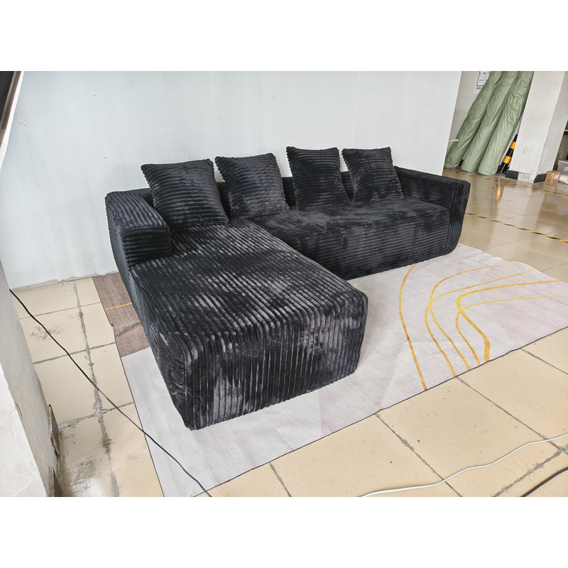 Canapé modulaire Cloud avec méridienne en forme de L, canapé modulaire avec assise profonde, fauteuils rembourrés avec méridienne pour faire face à la chambre à coucher, aucun assemblage requis (tissu en velours côtelé moelleux)