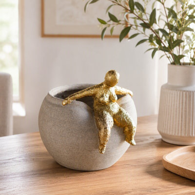 Accent Vase with Abstract Gold Figurine