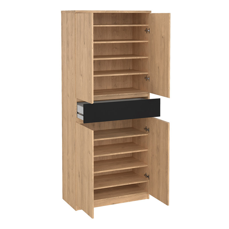 28 Pair Shoe Storage Cabinet, Brown/Black