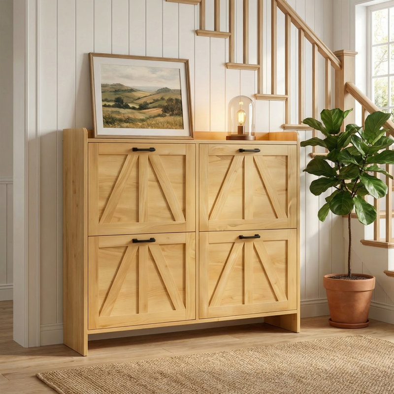 Shoe Cabinet, Light Oak