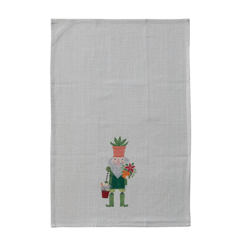 Serviette de thé en coton à imprimé flammé avec casse-noisette (chacun variera)