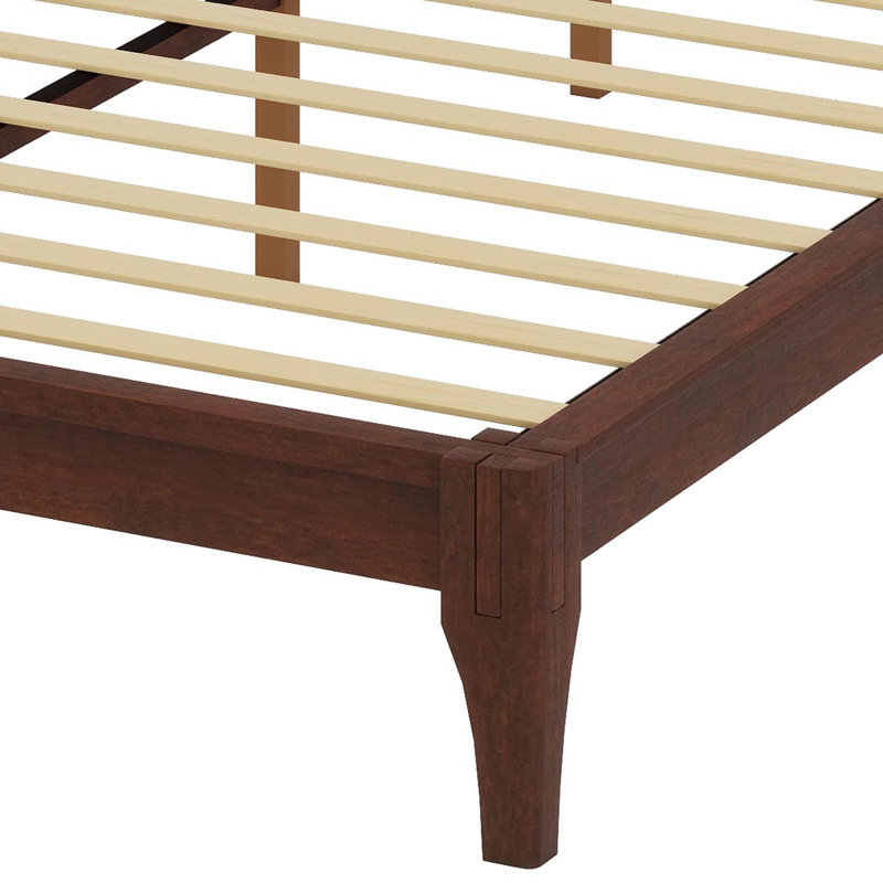 Structure de lit plateforme en bois de bambou massif, Chocolat