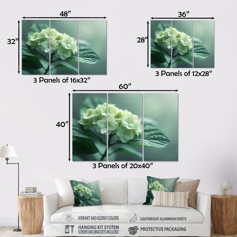 Kristi - ensemble d'art mural hortensia, Métal métal, H 32 po x l 48 po x P 1 po