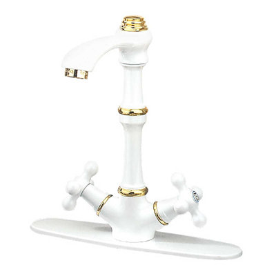 Kitchen Faucet Vintage White Cross 2 Handles Single Hole Renovators Supply