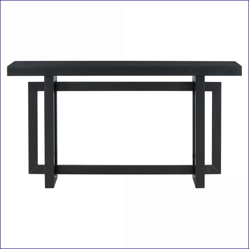 Table basse 59,1 po en placage de pin avec pieds en pin massif - Ajustement robuste pour le couloir du salon, Noir