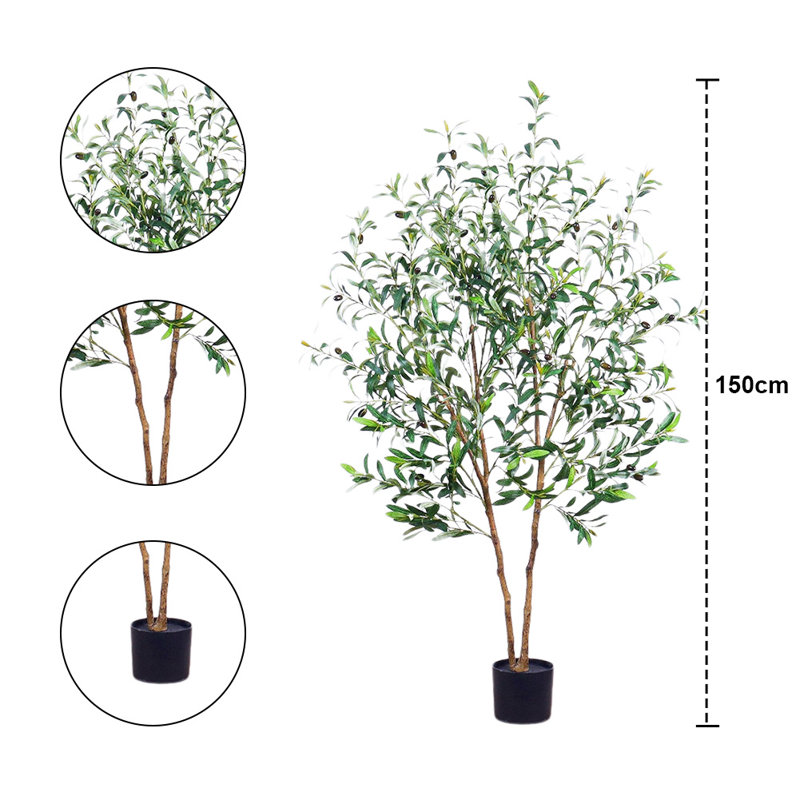 Bambou artificiel, arbres artificiels en pot avec tronc réaliste et feuilles de soie