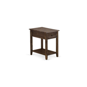 Katon Solid Wood End Table with Storage and Built-in Outlets