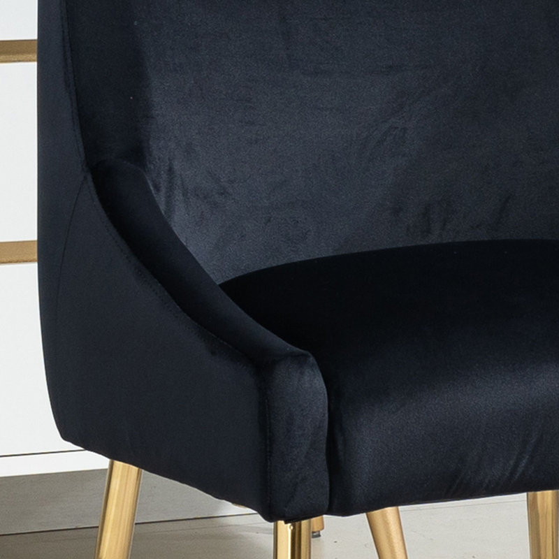 Chaise d'appoint en velours Lashana, Noir, noir, noir, noir