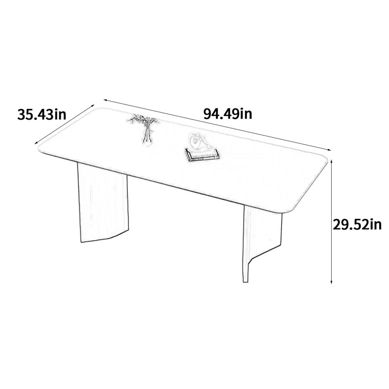 Table de salle à manger, H 29,52 po x L 94,49 po x l 35,43 po