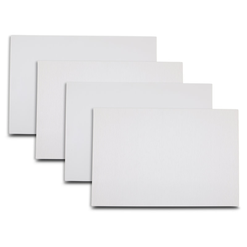  Ridges Reversible Premium Vegan Leather 12" X 18" Rectangular Placemats Set Of 4, Blanc