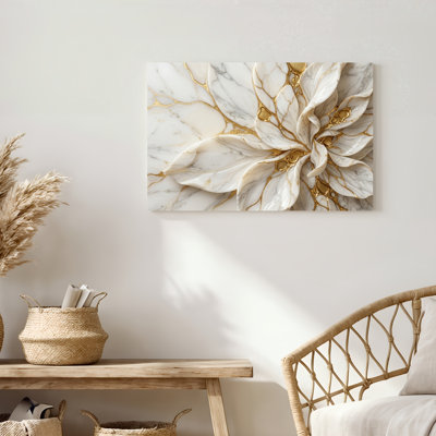 Art mural en toile Gallery Wrap pour le salon, la chambre à coucher, le bureau ou le vestibule - décoration murale décorative avec fleur de marbre