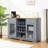Elegant Sideboard Cabinet, 2 Drawers, Wine And Glass Rack, Enticing Door Cabinets, For Kitchen & Dining, Blue Oak Exquisite Buffet Cabinet With Rack Holder, Dining Room,