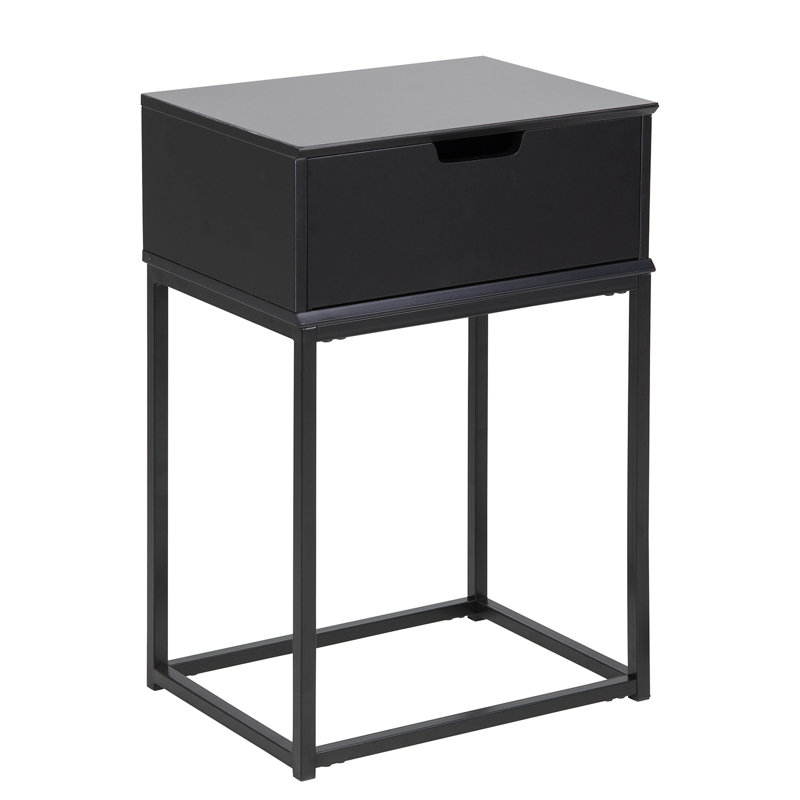 Depue 40cm W Manufactured Wood Bedside Table, Black