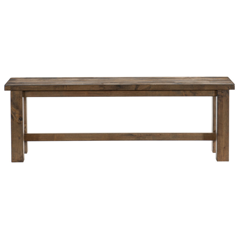 Banc de salle à manger au design transitionnel classique, bois massif, brun bruni, bois de 13 po