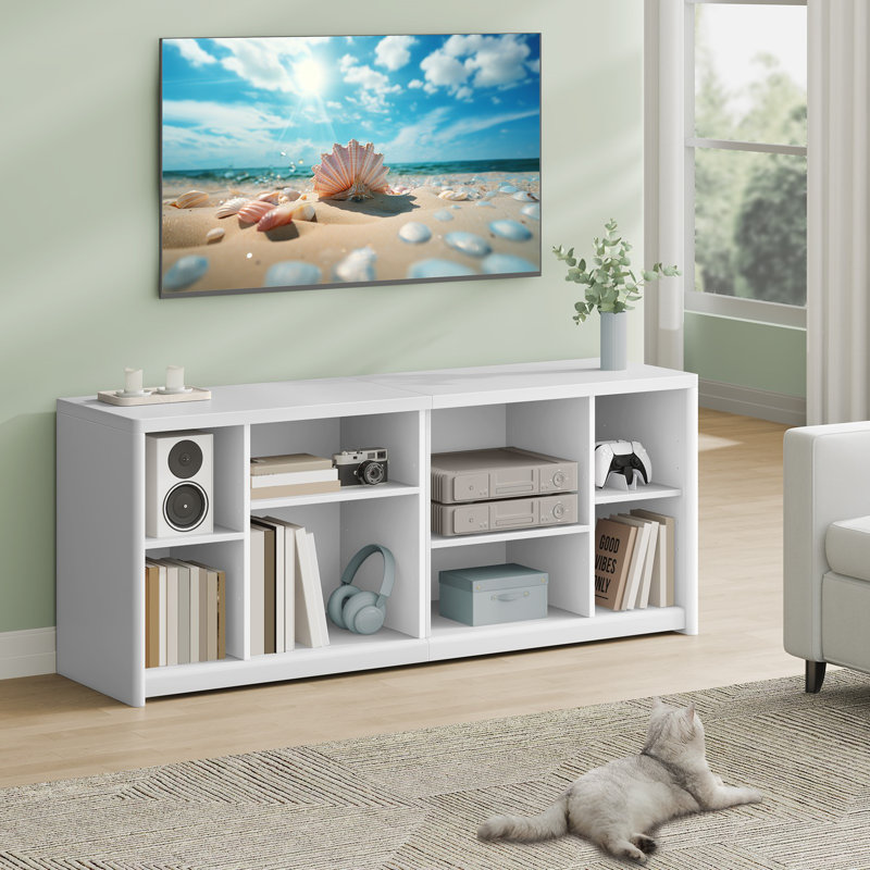 Tv Cabinet With Storage Shelves, White