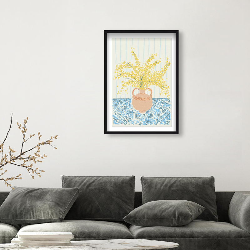 Sunny Flower Vase Print by Oliver Gal, 16.5"H x 11.5"W, Black Shadowbox
