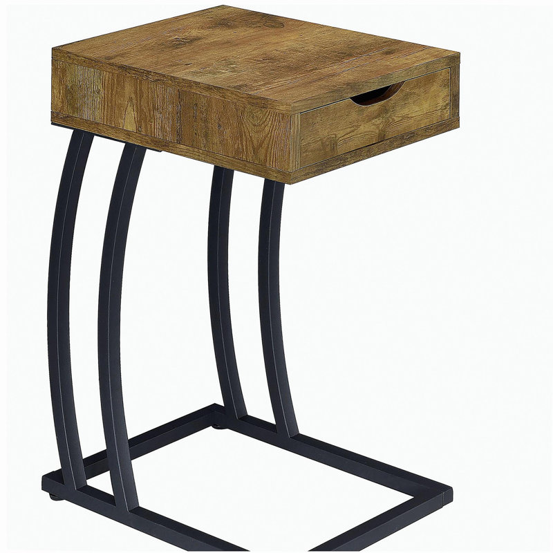 Table d'appoint antique muscade et bronze industriel