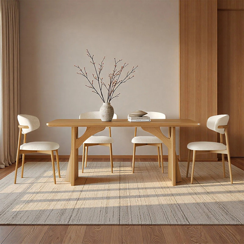 Bundella Modern rectangular desktop durable dining table, 29.52" H x 62.99" W x 31.49" D, 5 Pieces: Table, 4 Chairs