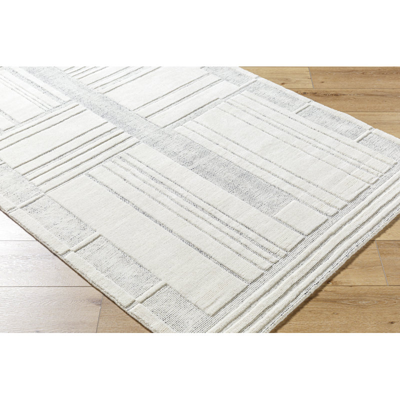 Rectangle Ronaldo Abstract Hand Loomed Wool Area Rug in Brown/Gray, Rectangle 8' x 10'
