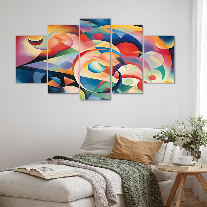 «Pastel Mystery Geometrics - Abstract Wall Art Decor», 5 pièces, H 32 po x l 60 po