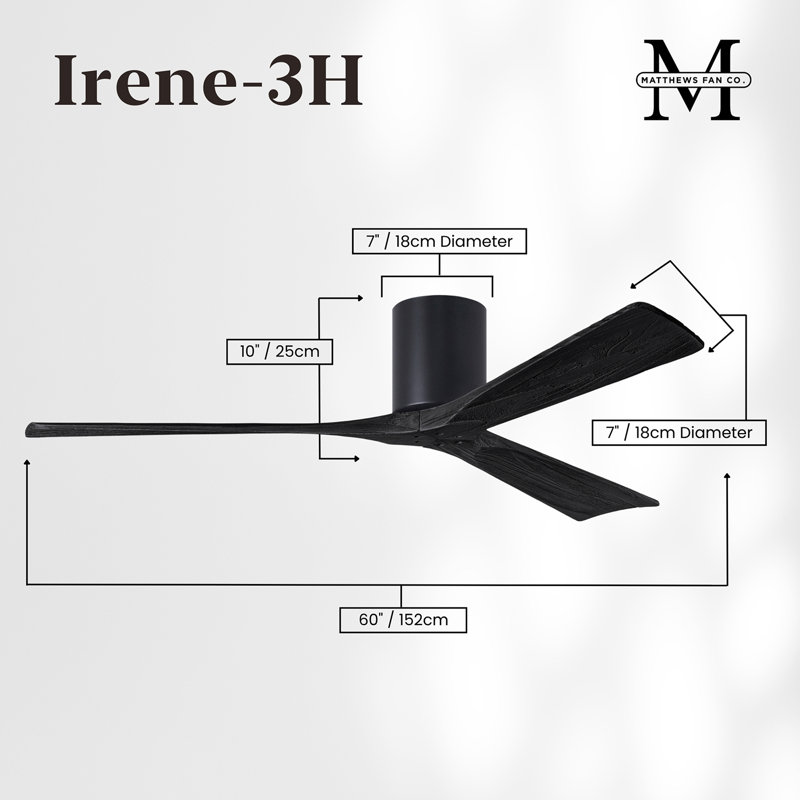 Irene Ceiling Fan, Matte Black, Matte Black, 60"