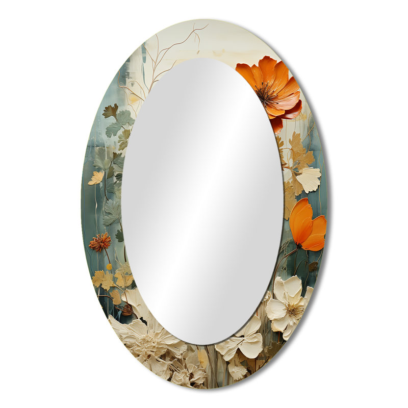 Natures Symphony - grand miroir mural ovale sur métal, 36 po x 24 po