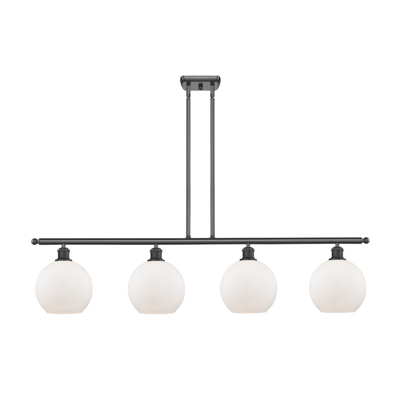 Luminaire suspendu linéaire à 4 lumières pour îlot de cuisine Baptista, Noir mat, Ampoule DEL 6 watts Vinage, Blanc mat