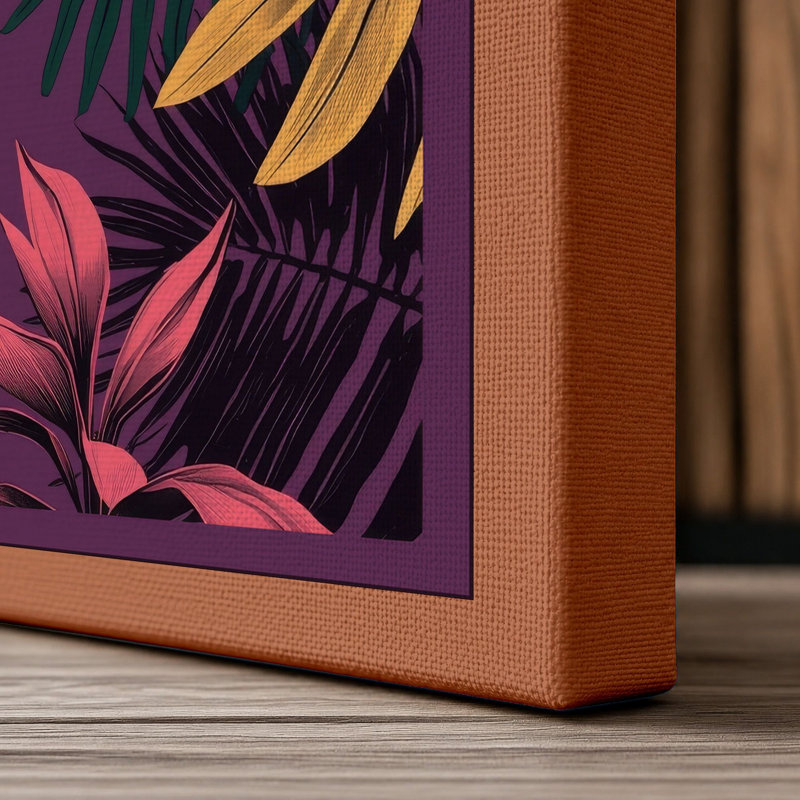 Tropical Garden Botanical - Wrapped Canvas, 24x16 - 61.0 x 40.6 cm, Terracotta Border