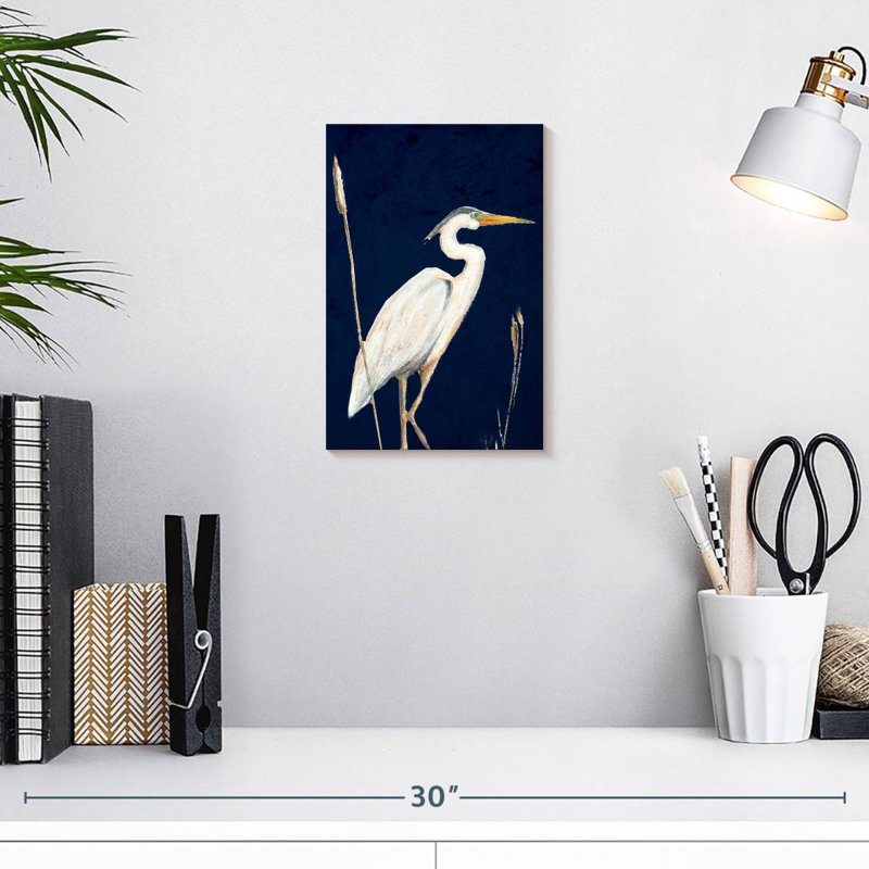 Brampt Heron On Navy II, 12" H x 8" W