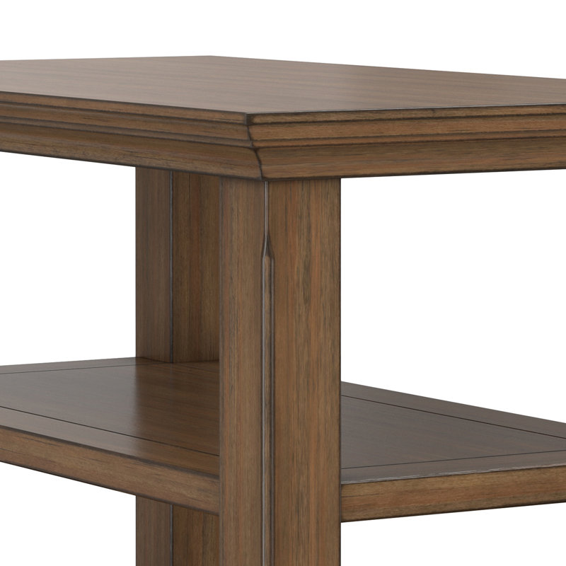 Table de bout transitionnelle en bois massif avec 2 tablettes ouvertes Acadian, H 20 po x l 14 po x P 24 po, Brun