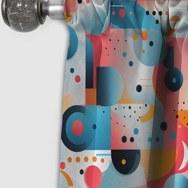 Motif tendance Popart rose et bleu - Rideau occultant géométrique abstrait - 1 panneau, L 52 po x L 90 po