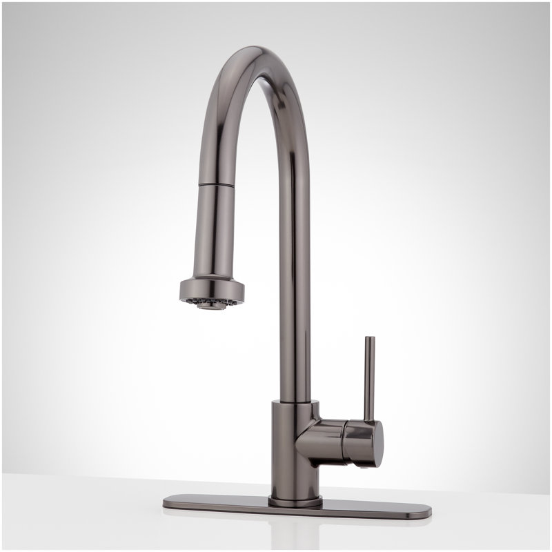 Ridgeway Pull-Down Kitchen Faucet with Deck Plate - Gunmetal, Gunmetal
