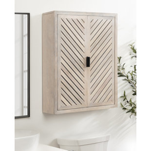 Tall wall-mounted acacia cabinet – Bathroom storage furniture – Tikamoon